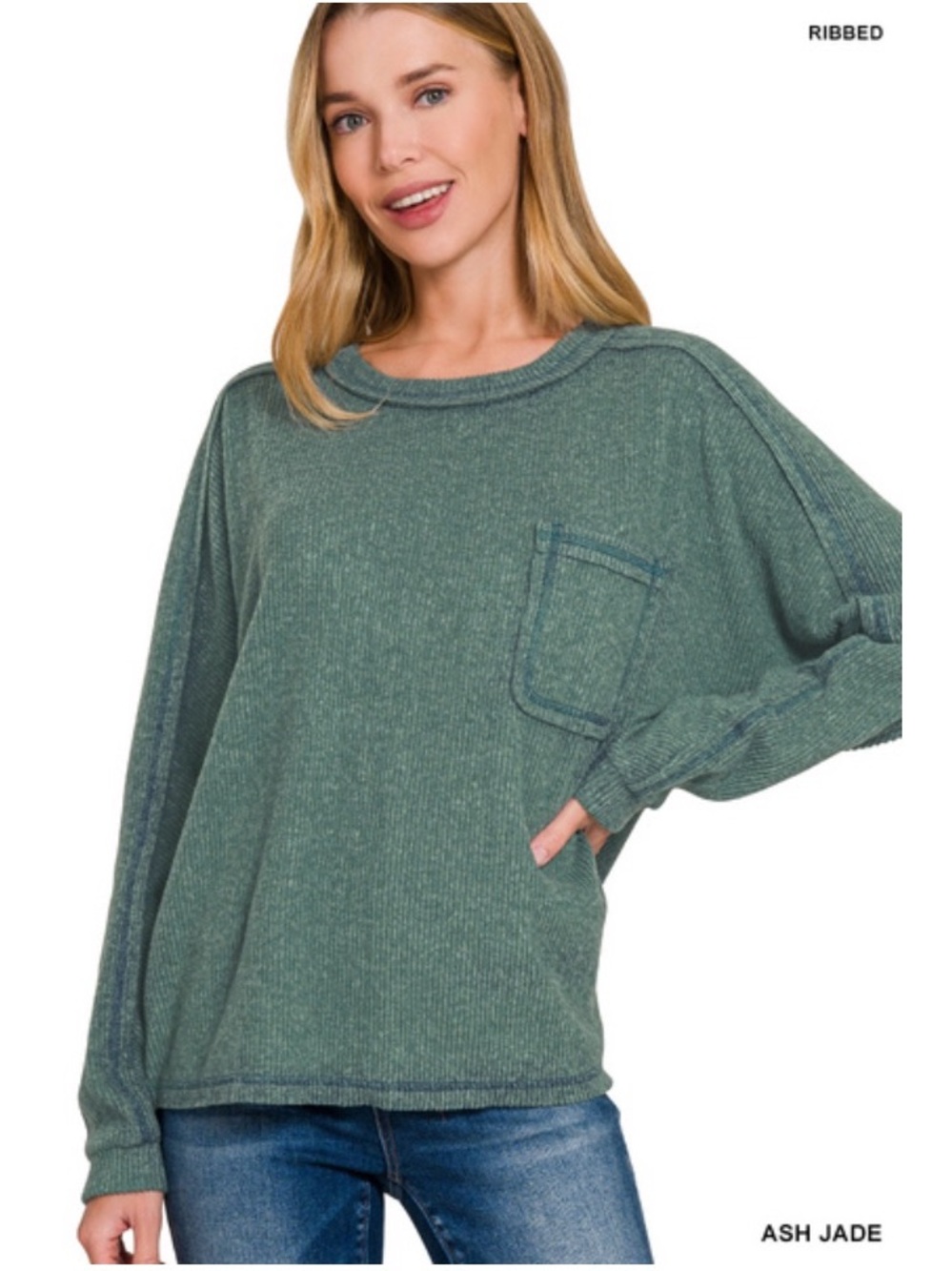 340❤️ BRUSHED RIBBED HACCI ROUND NECK SWEATER TOP